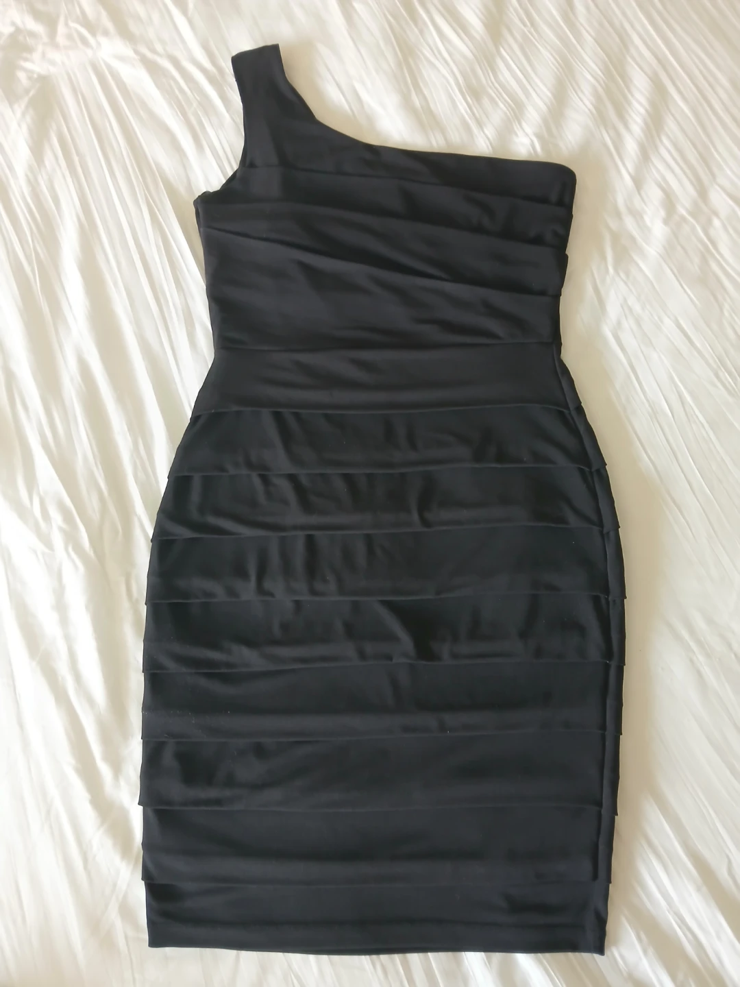 Valerie Bertinelli Black One-Shoulder Ruffle Dress Size 4 - photo 2