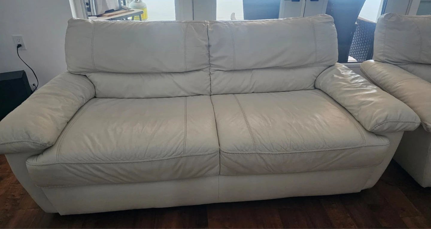 White Leather Loveseat