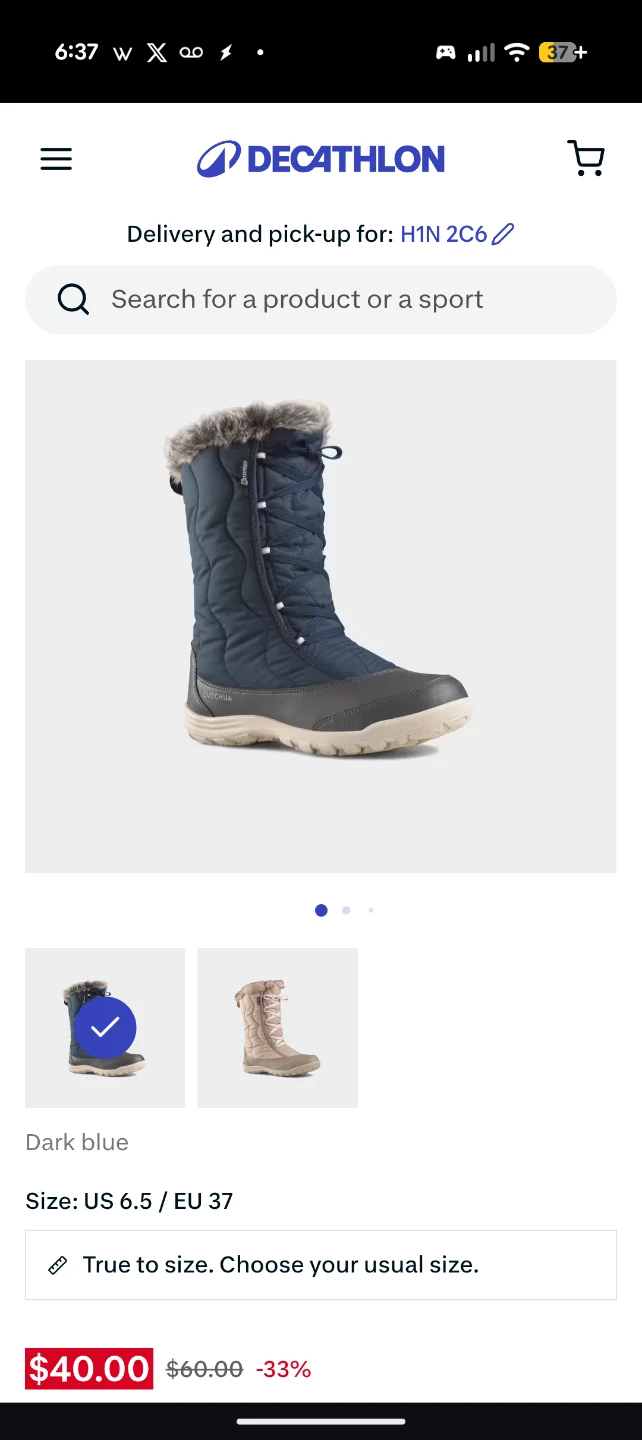 Quechua Women's Waterproof Snow Boots - Dark Blue  🥕