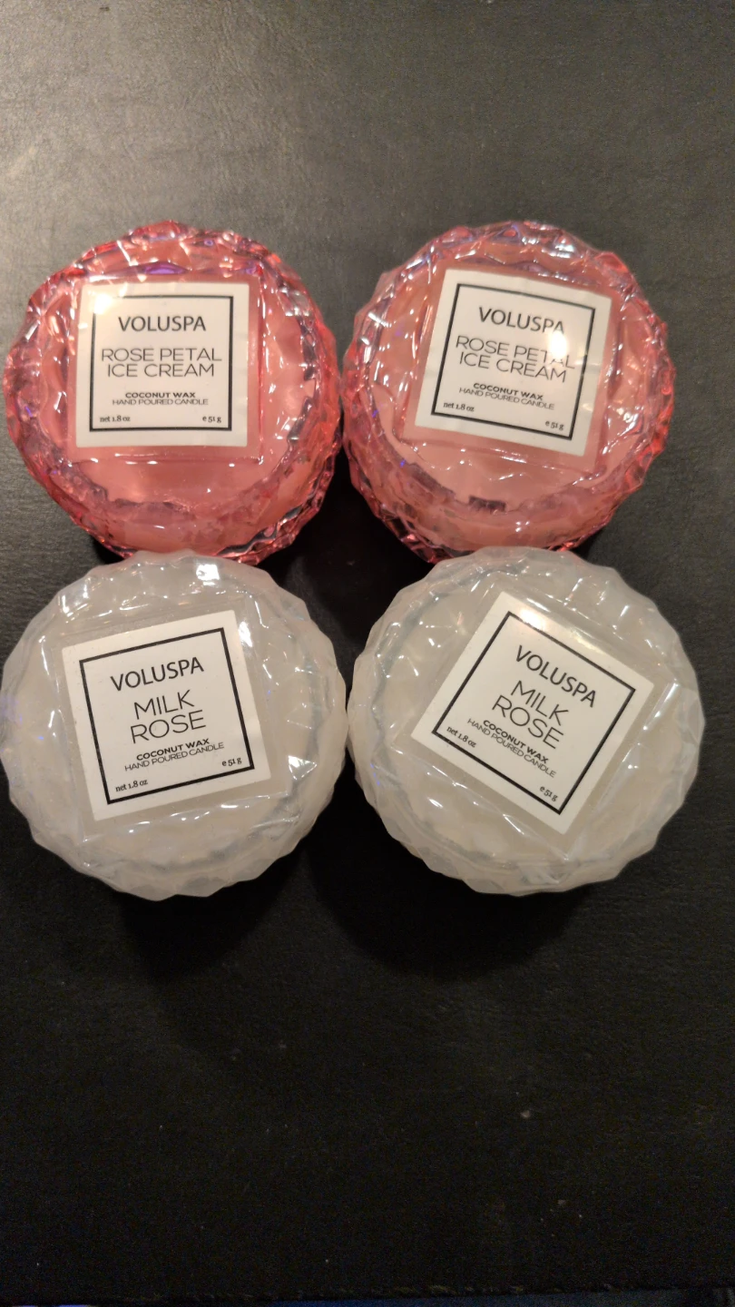 Voluspa Milk Rose & Rose Petal Ice Cream Mini Candles