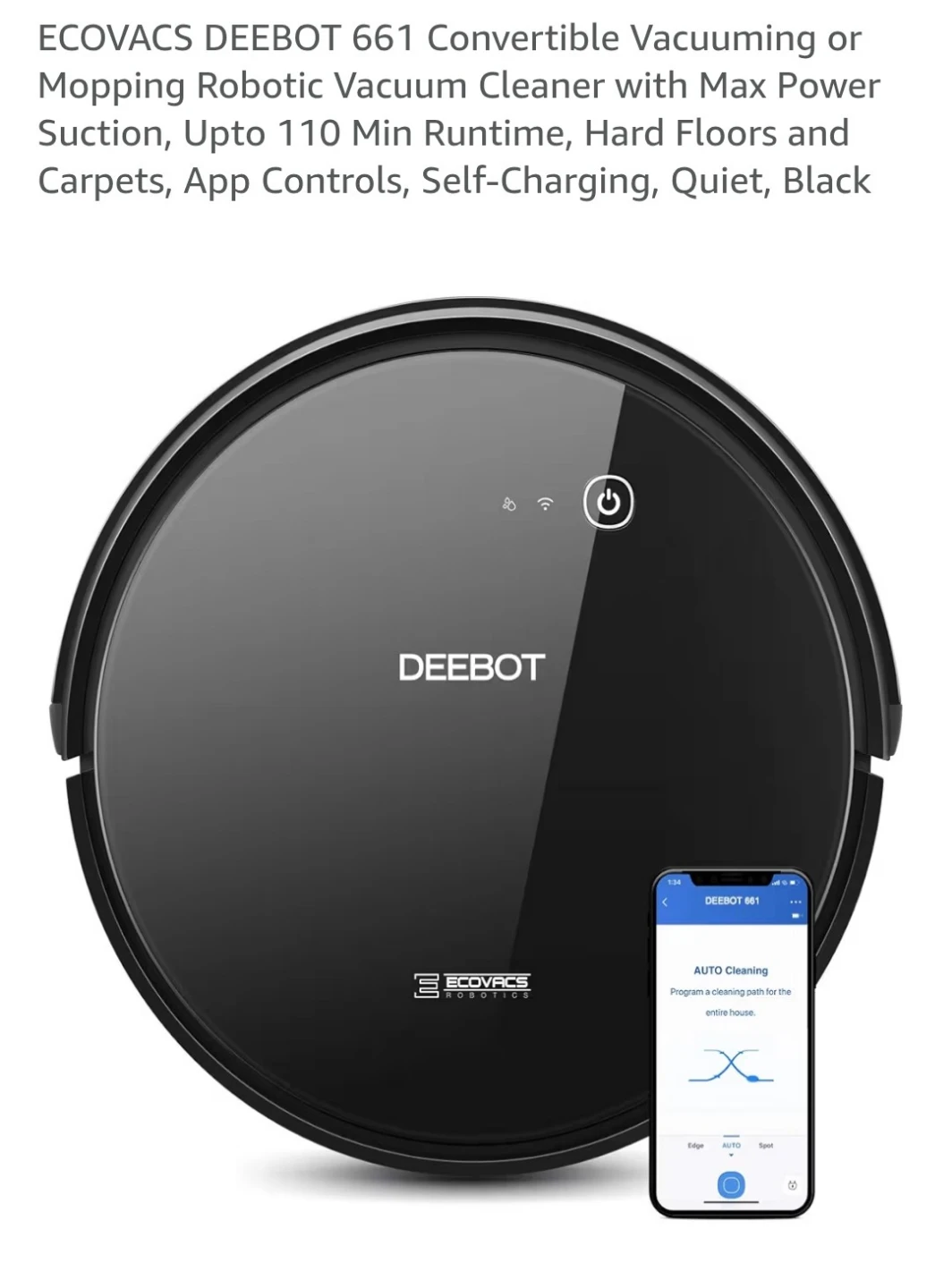 ECOVACS DEEBOT 661 Convertible Vacuuming or Mopping Robot
