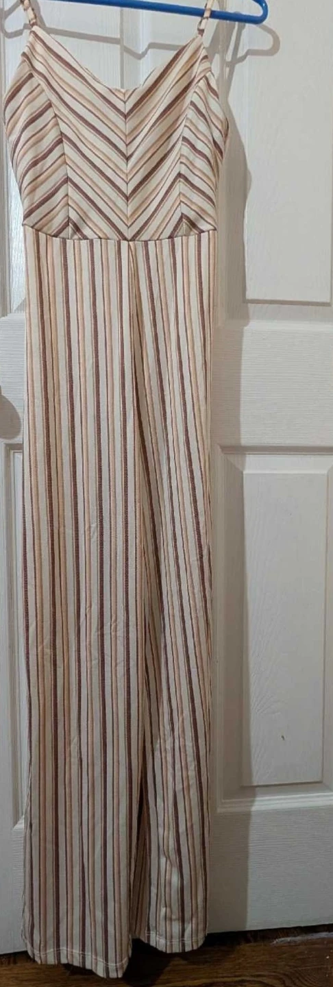 Striped V-Neck Jumpsuit