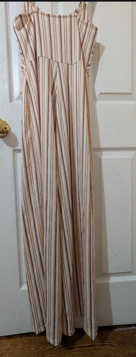 Striped V-Neck Jumpsuit - photo 2