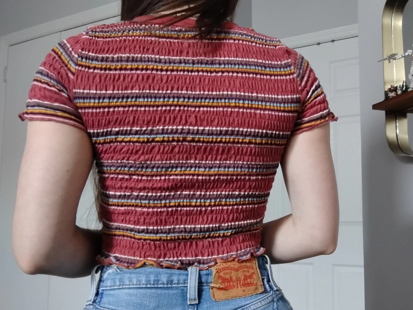 Light Red Striped Crop Top - Wild Fable - XS - photo 3