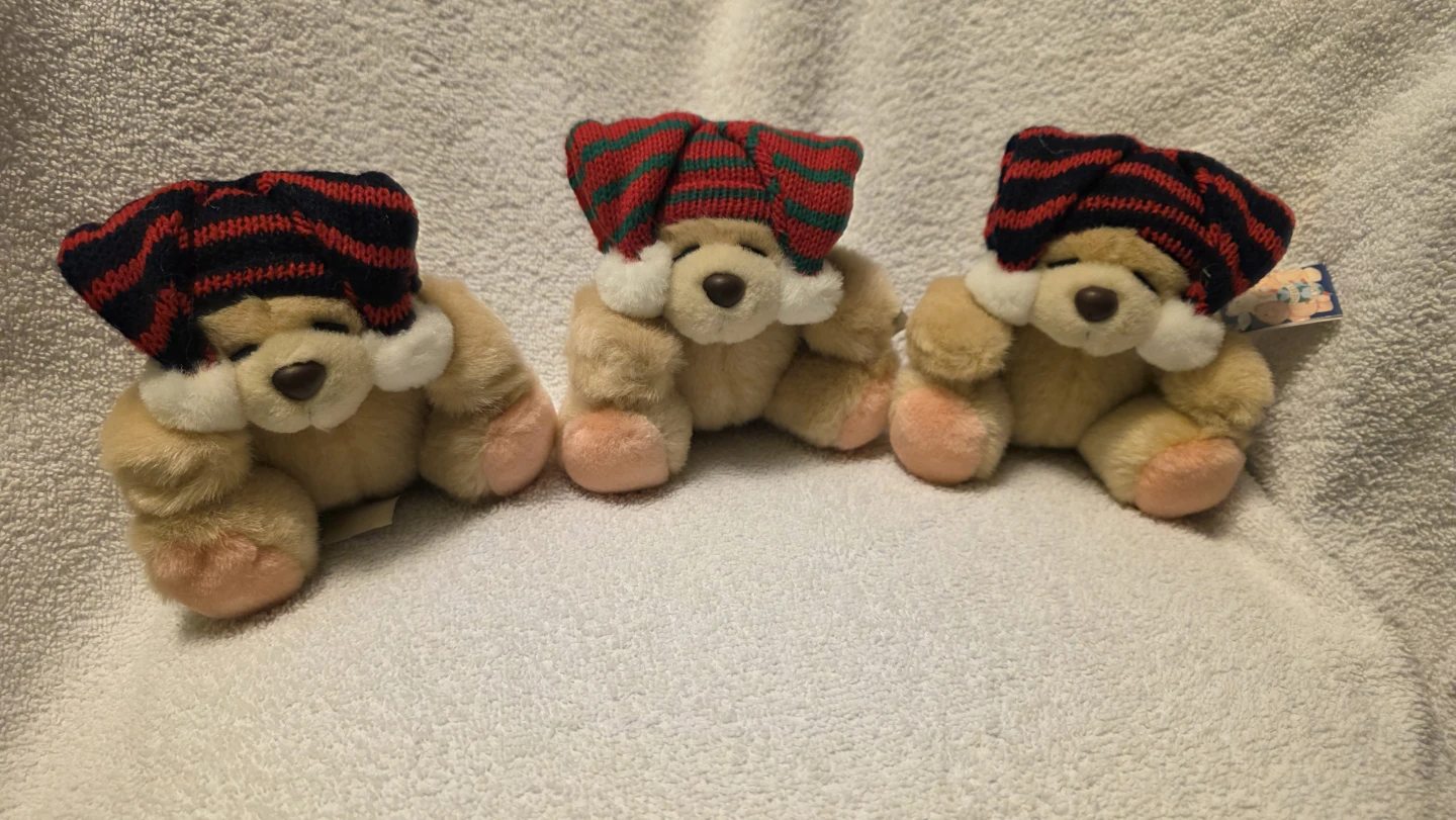 Set of 3 "Friends of the World" Teddy Bears 5"  with Hats