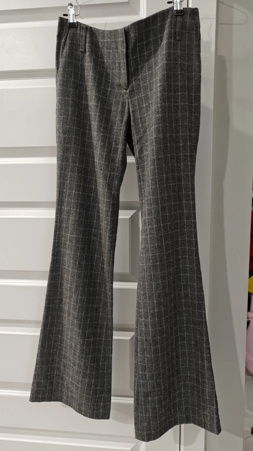 Maje Flared Trousers Size 34 Grey Plaid