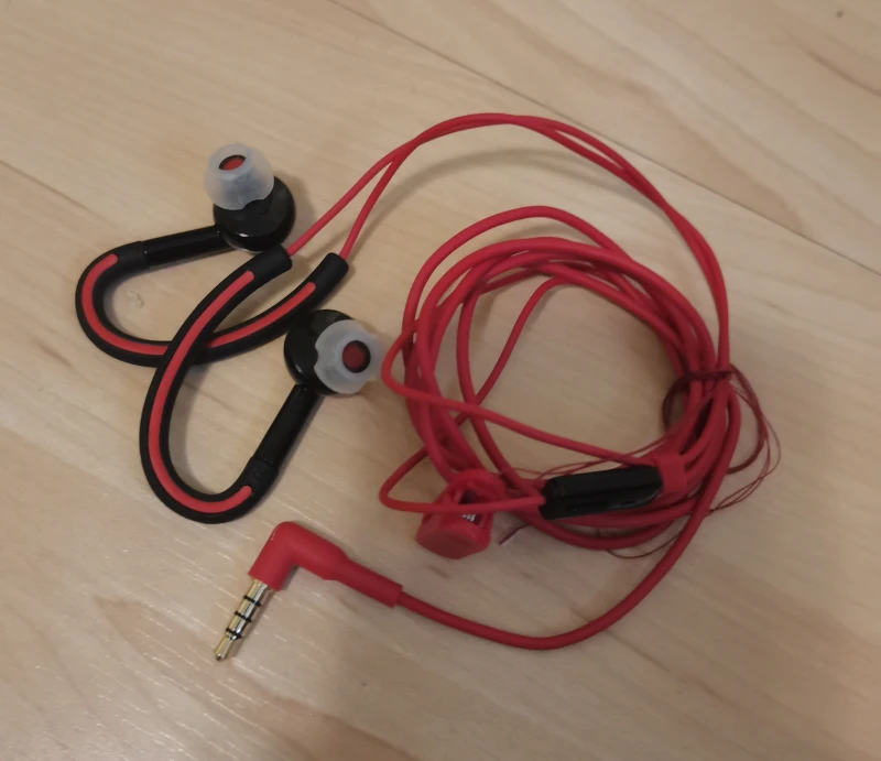 Red In-Ear Sport Earbuds with Over-Ear Hooks
