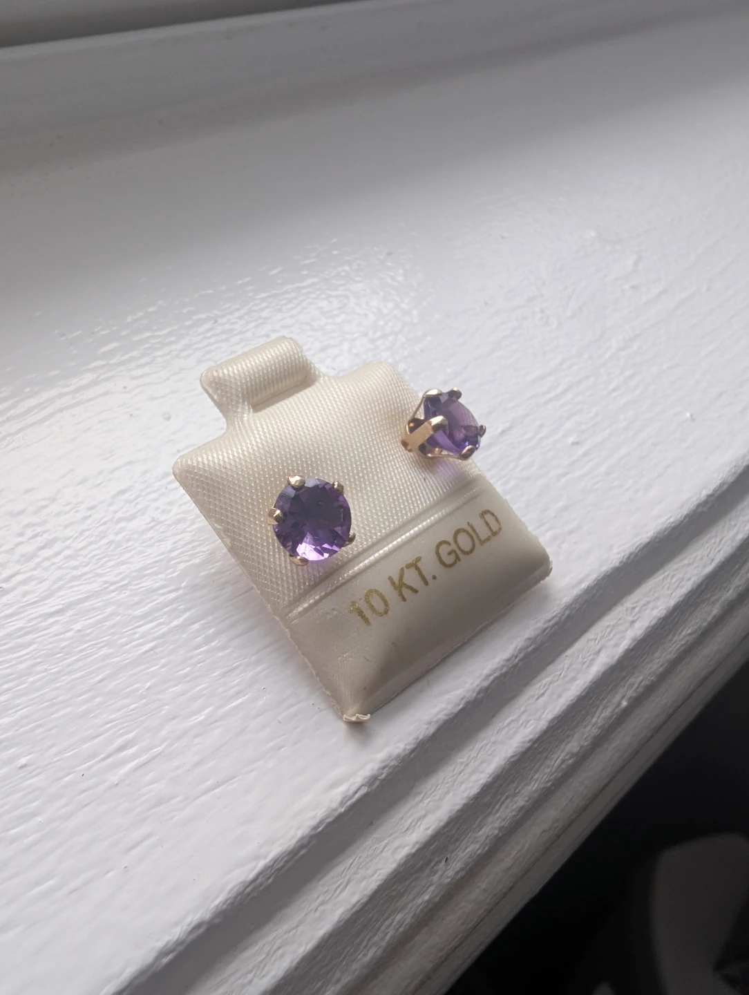 Brand New 10K Yellow Gold Amethyst Earrings For Sale - photo 2