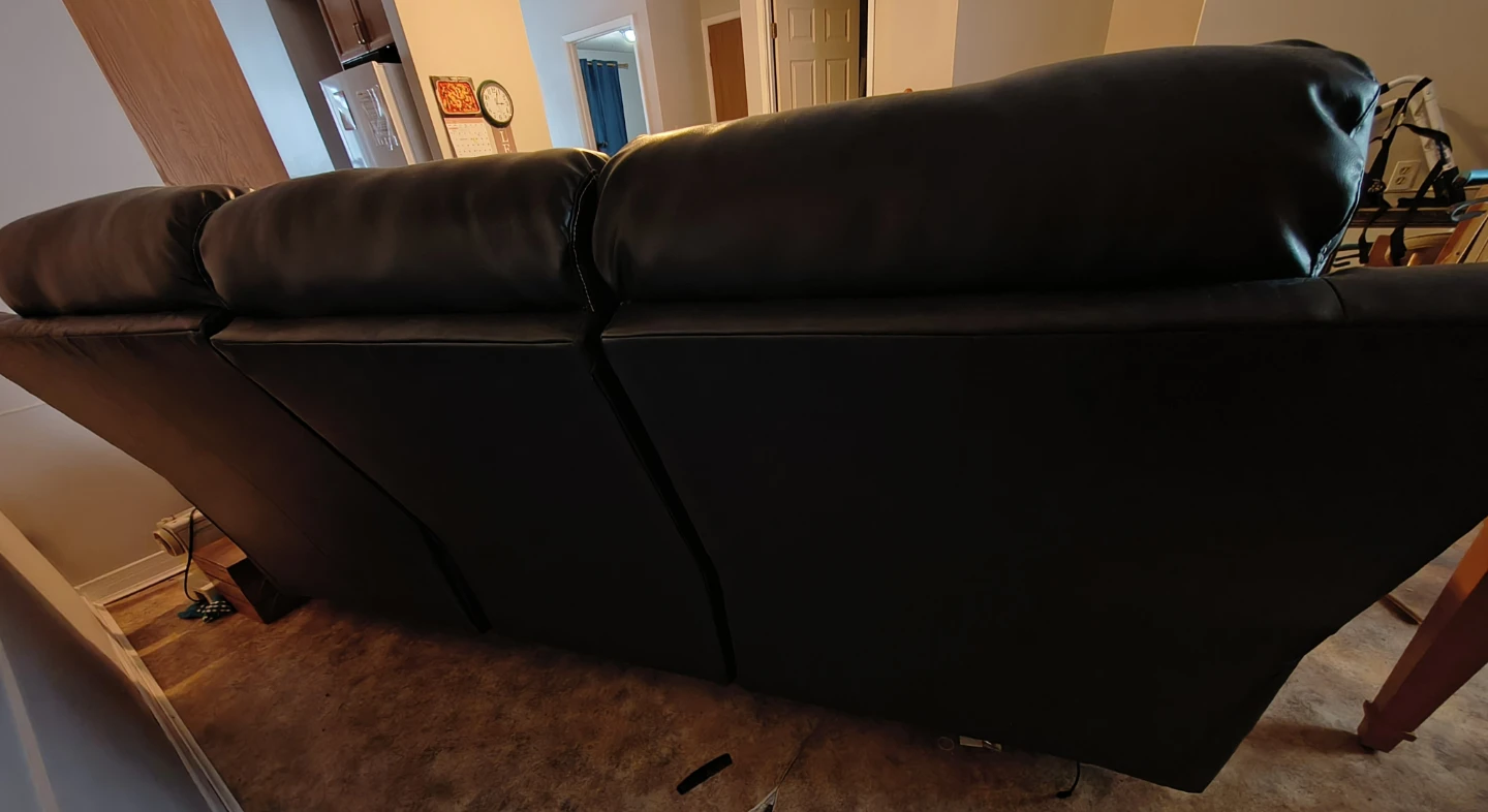 🛋️Black Faux Leather 3-Seater Sofa - photo 2