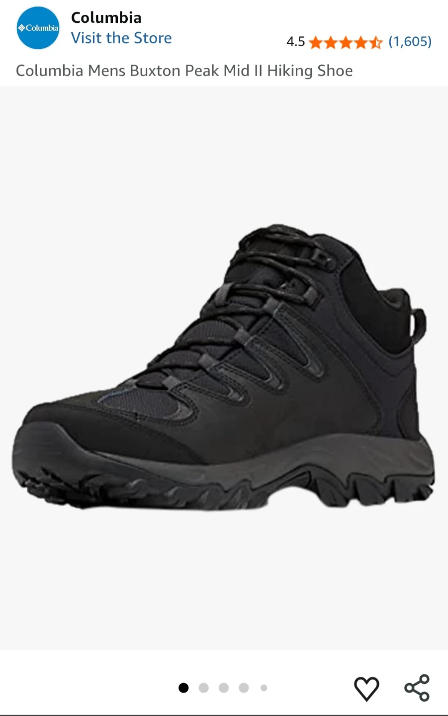 Columbia Mens Buxton Peak Mid II Hiking Shoe size 12 US