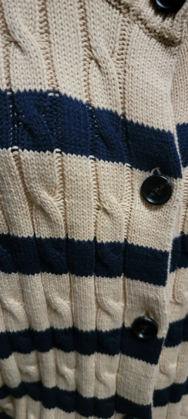Cream and Navy Striped Cardigan 🏆 - photo 2