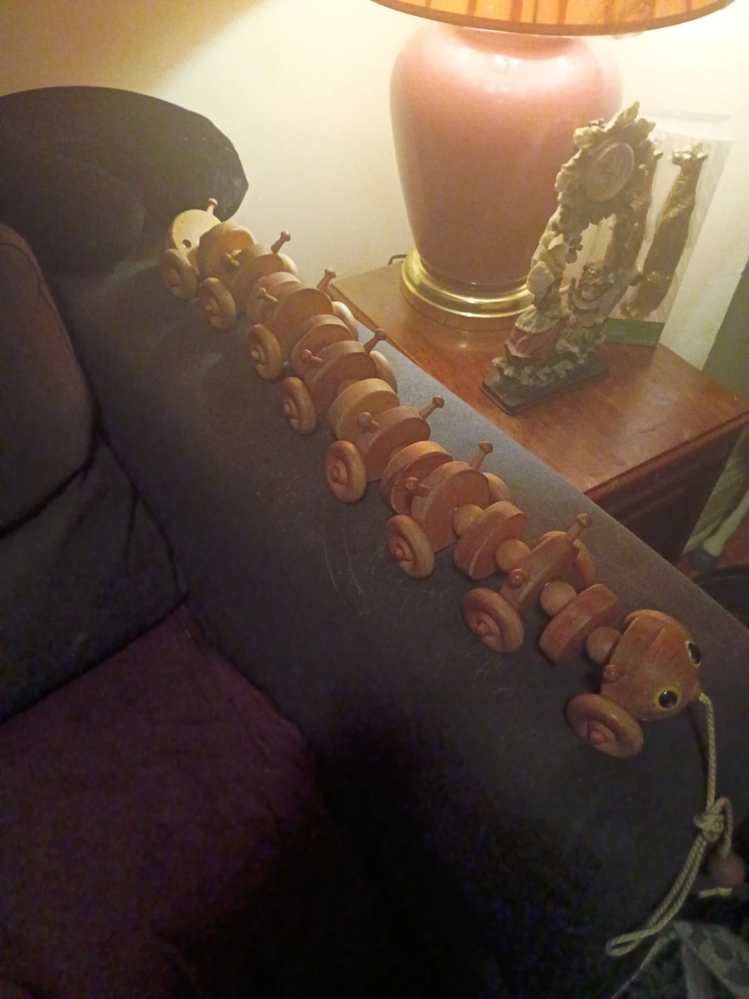 Vintage Wooden Pull Toy Caterpillar - photo 3