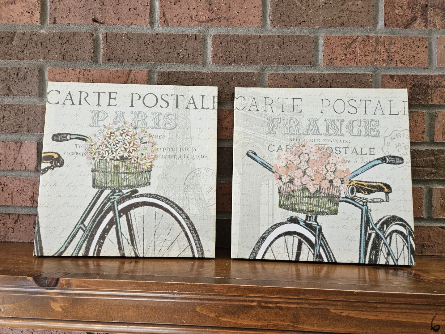 Set of 2 "Carte Postale" Paris and France Canvas Art Prints