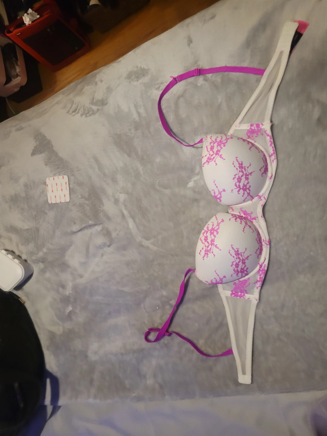 Women's White Pink Floral Bra - photo 2