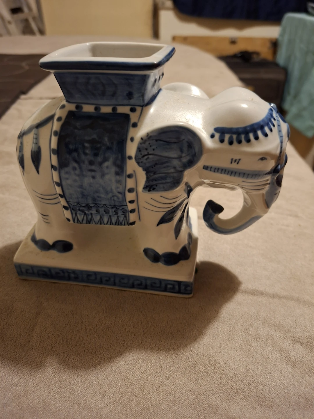 Blue and White Ceramic Elephant Candle Holder🏆