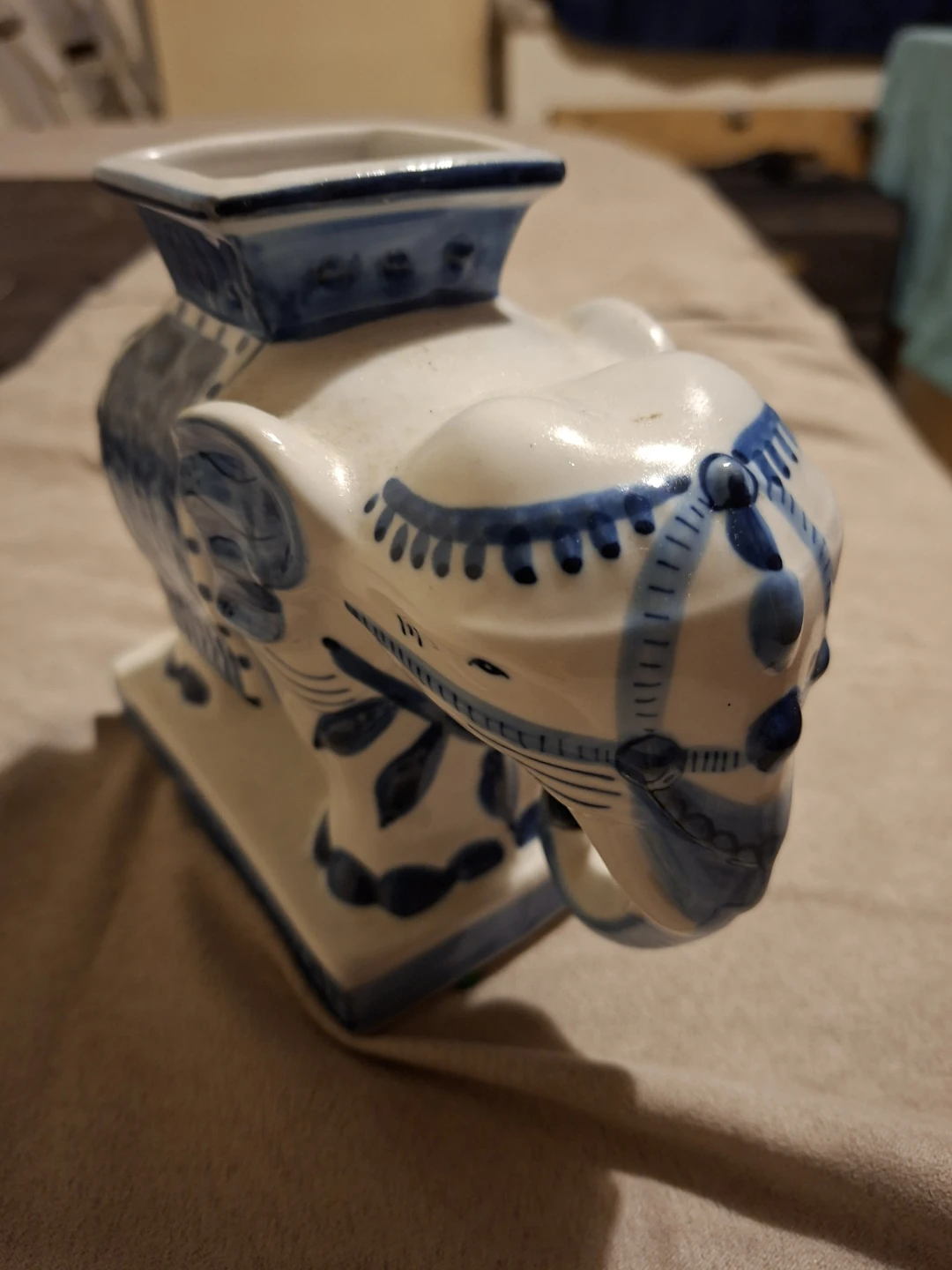 Blue and White Ceramic Elephant Candle Holder🏆 - photo 2