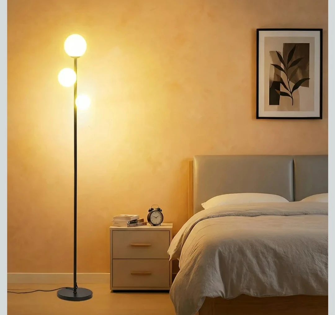 Fiqevs Floor Lamp with Frosted Globe Shades - 65 Inches