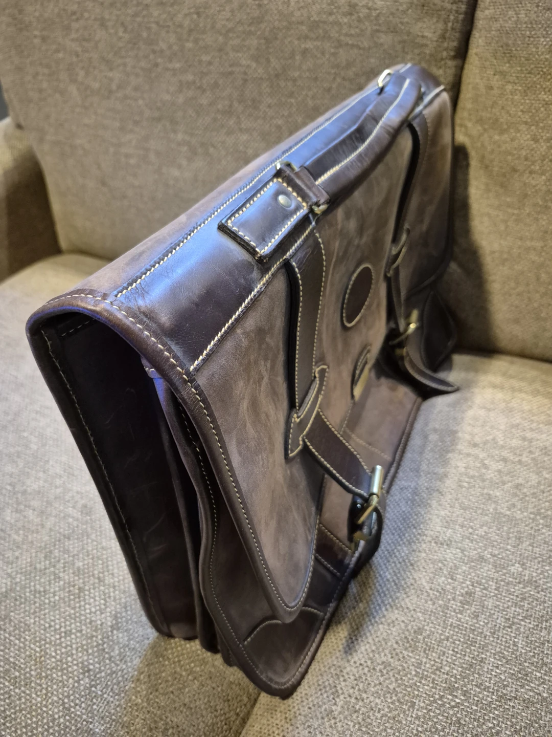 ROOTS Heavy Duty Rustic Brown Leather Briefcase - photo 3