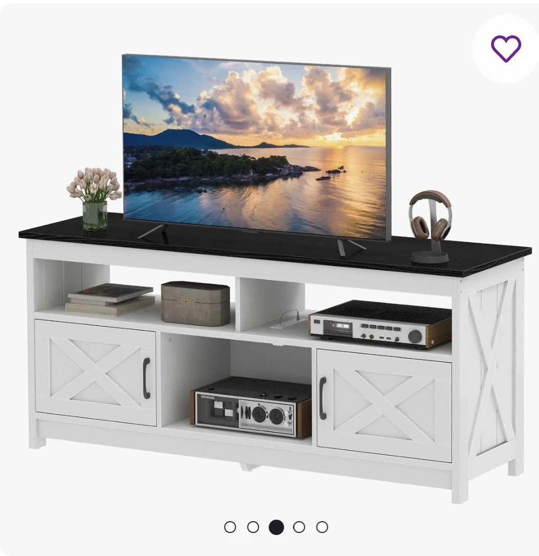 White TV Stand with Built-in Power Strip