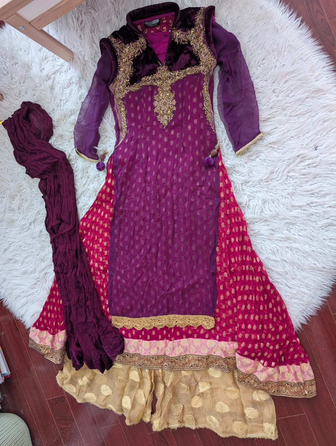 Designer dress with Palazzo and velvet accents