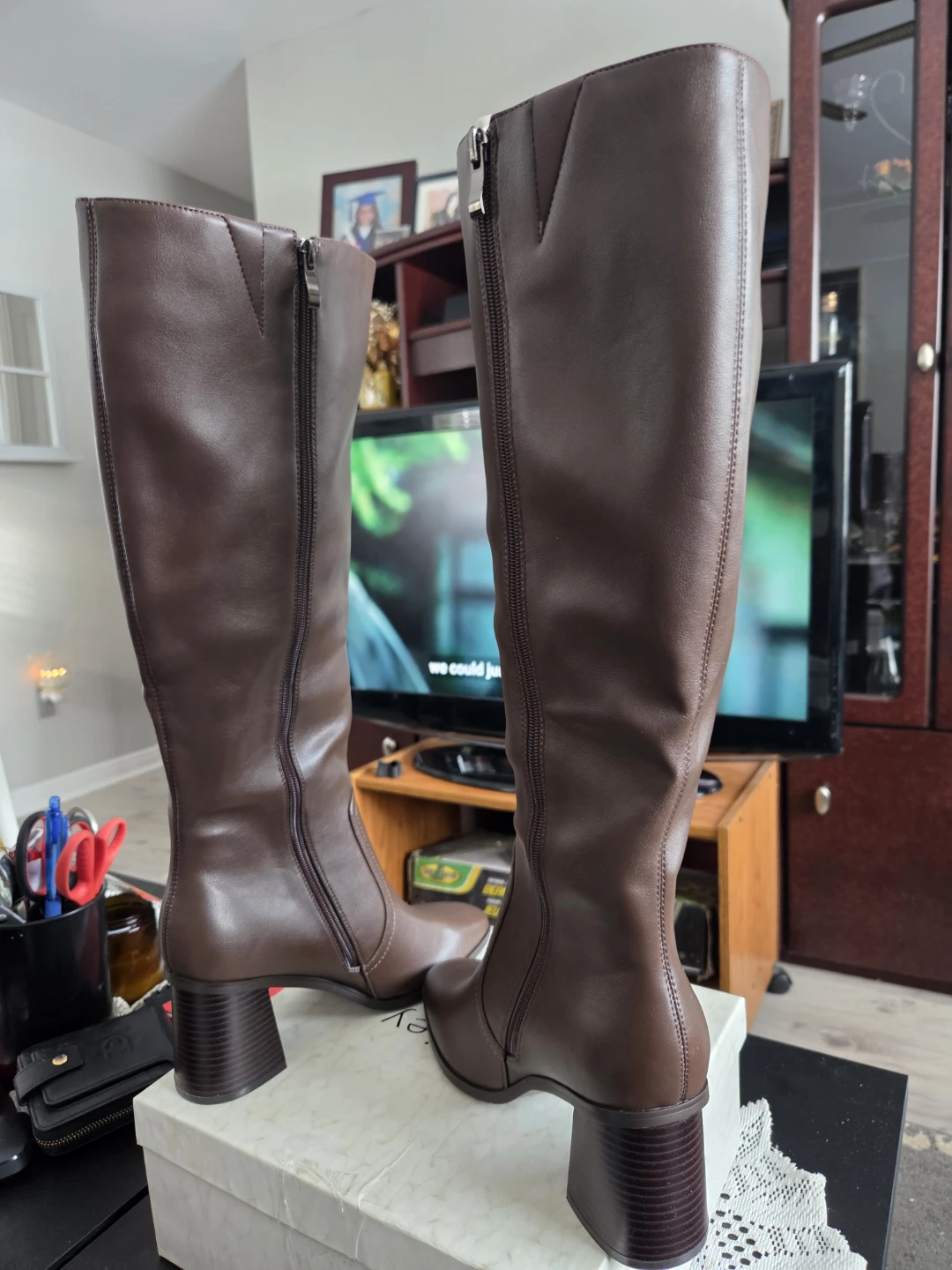 Brown Knee-High Heeled Boots - photo 2