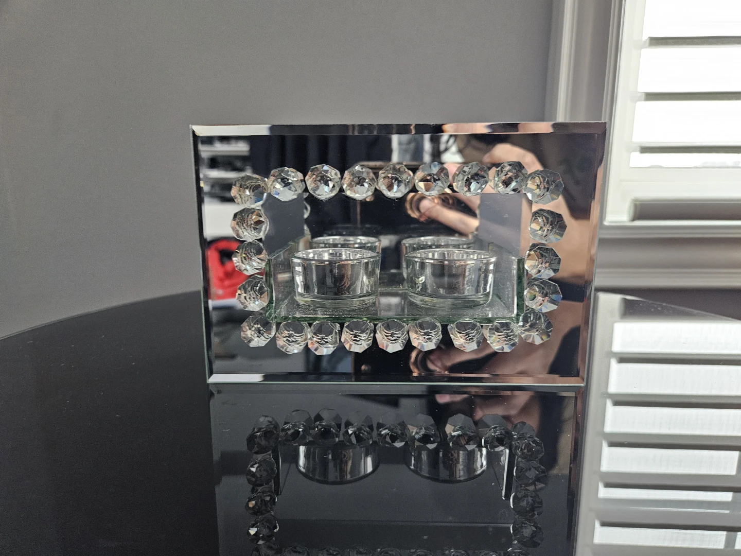 Mirrored Glass Tea Light Holder