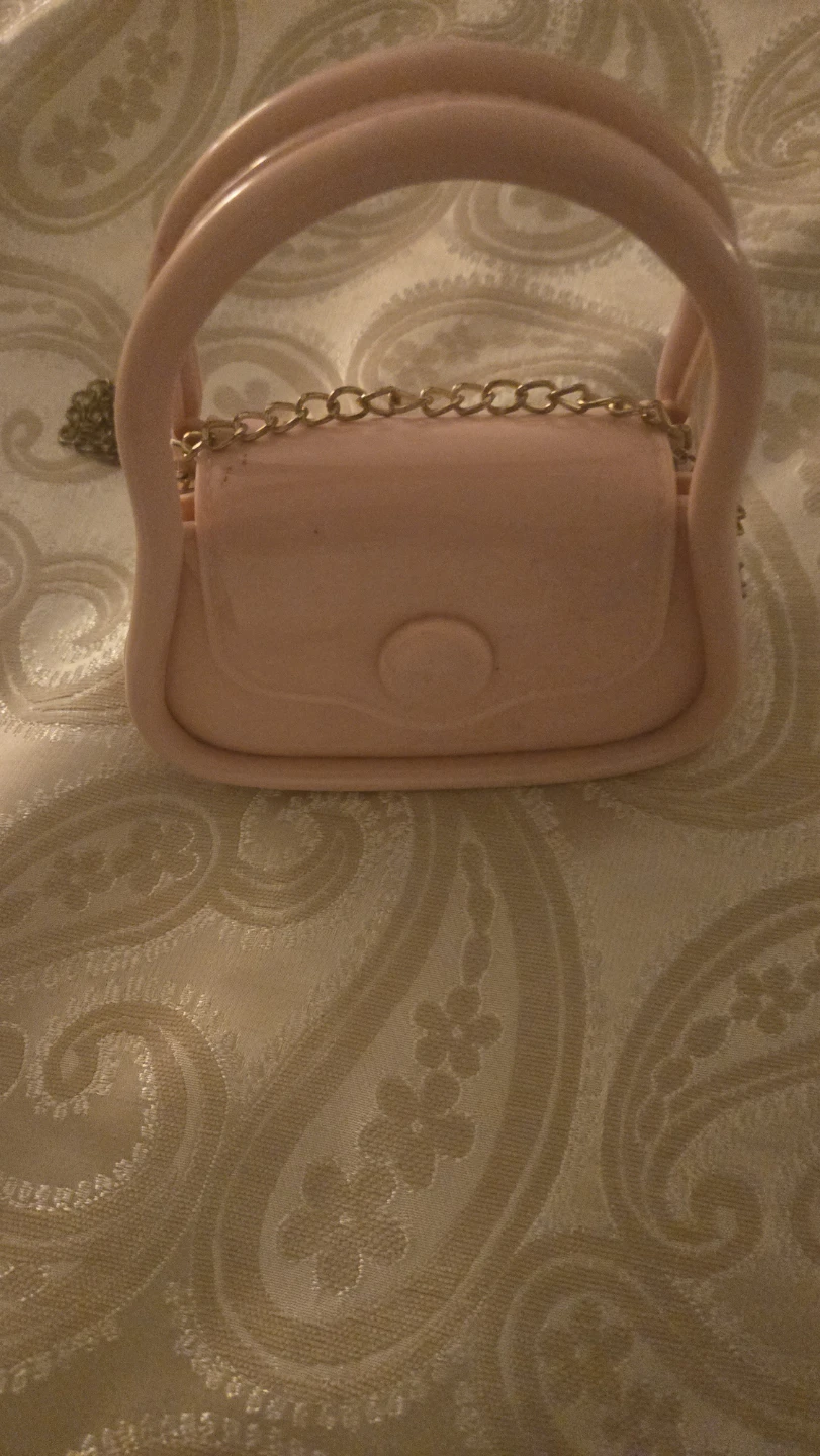 Pink Mini Handbag with Gold Chain Strap