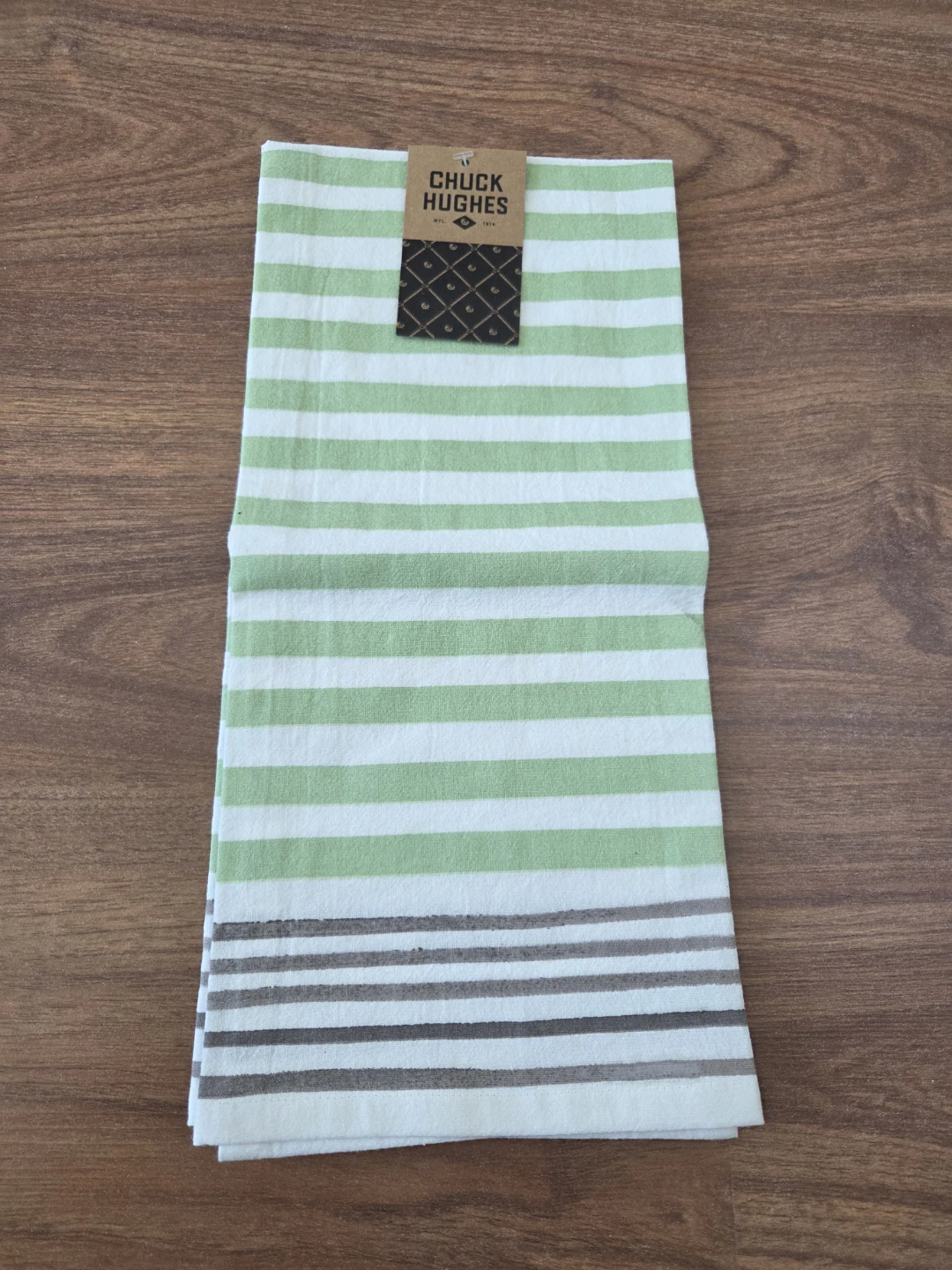 Chuck Hughes Striped Tea Towel Green Cotton