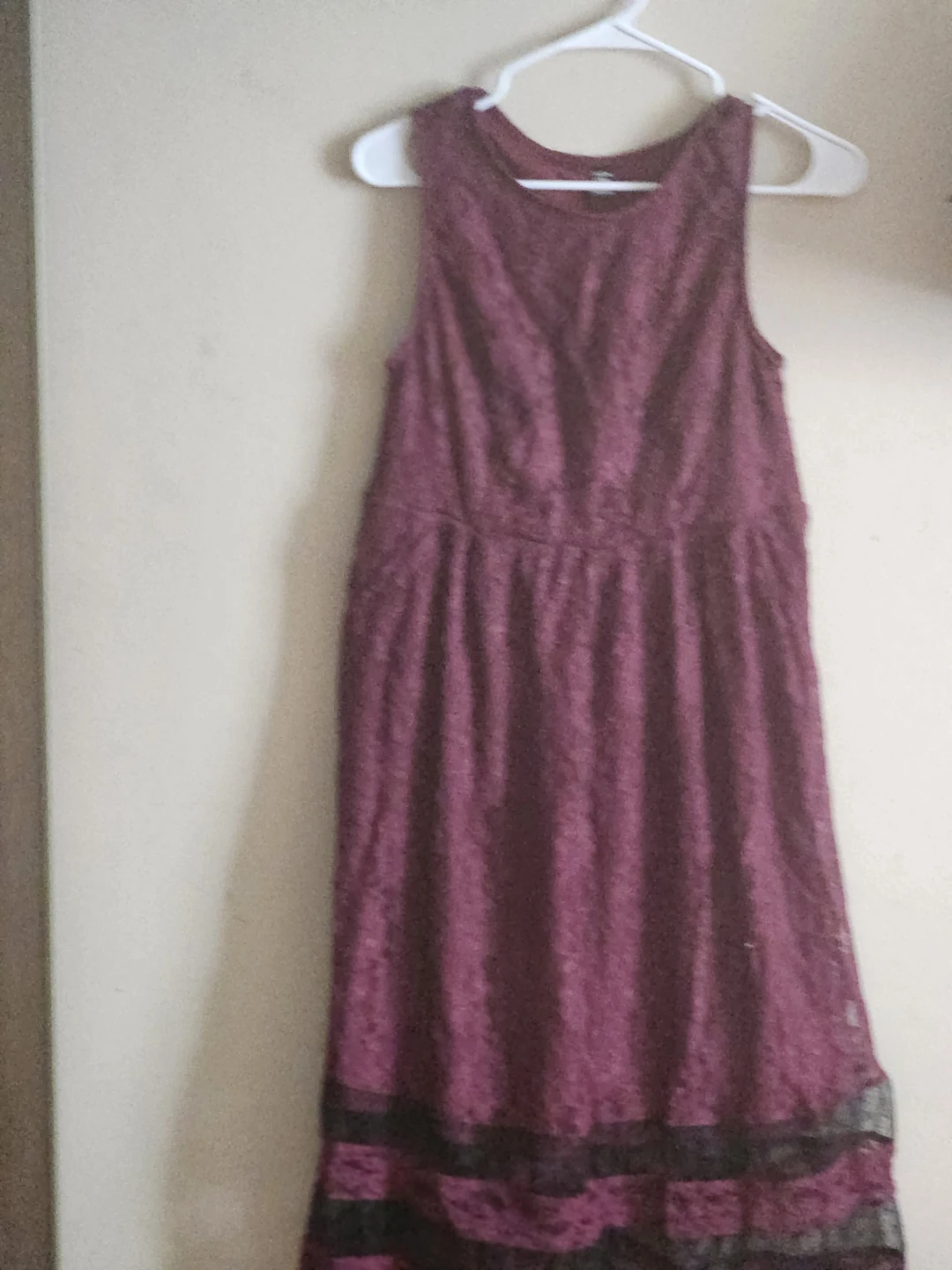 Burgundy Lace Dress with Black Trim