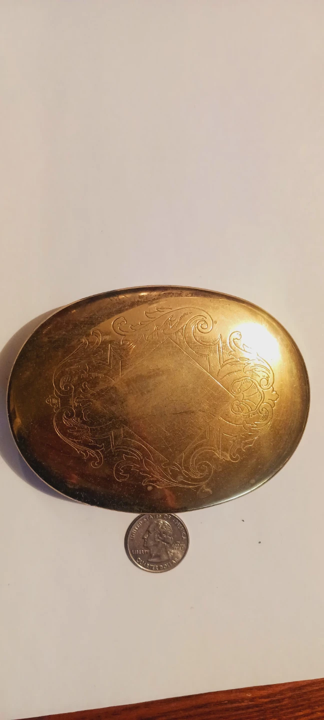 Gorgeous English Brass Oval Engraved Trinket Box w/ a Lid - photo 2