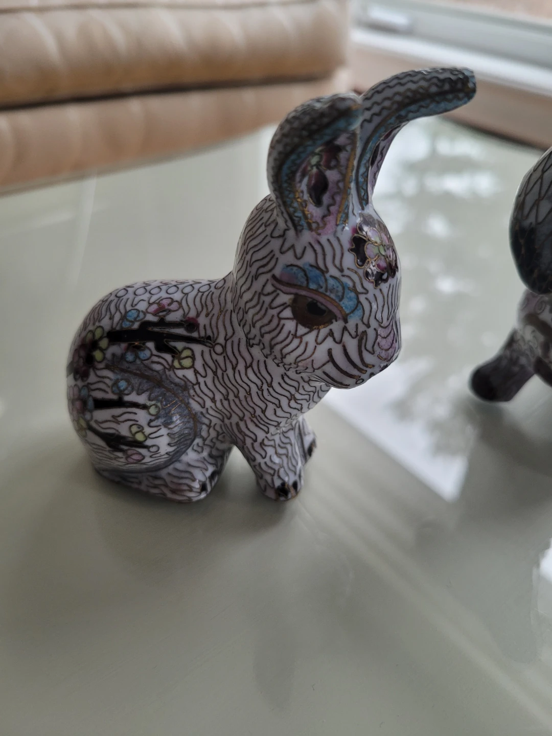 1/2 Off -Vtg. Cloisonné Rabbit and Dog Figurines - photo 2