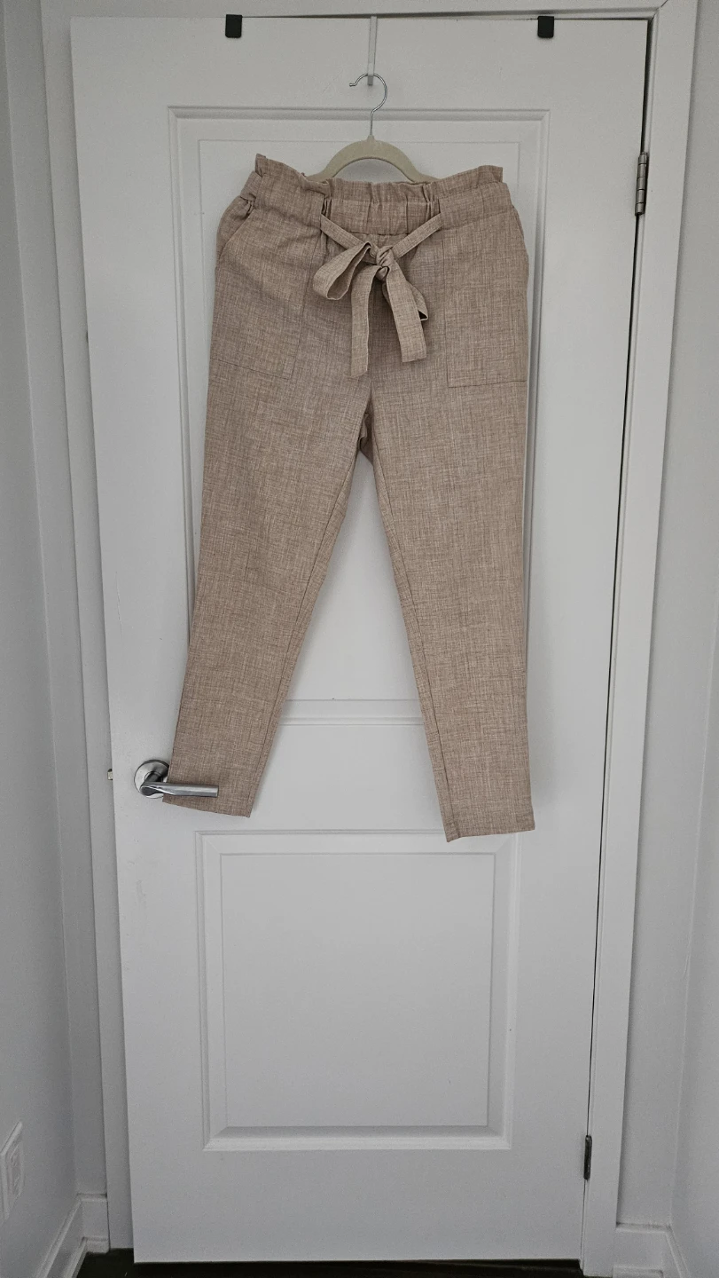 Women's Paperbag Waist Pants - Size Medium - Beige, by Revamped - photo 3