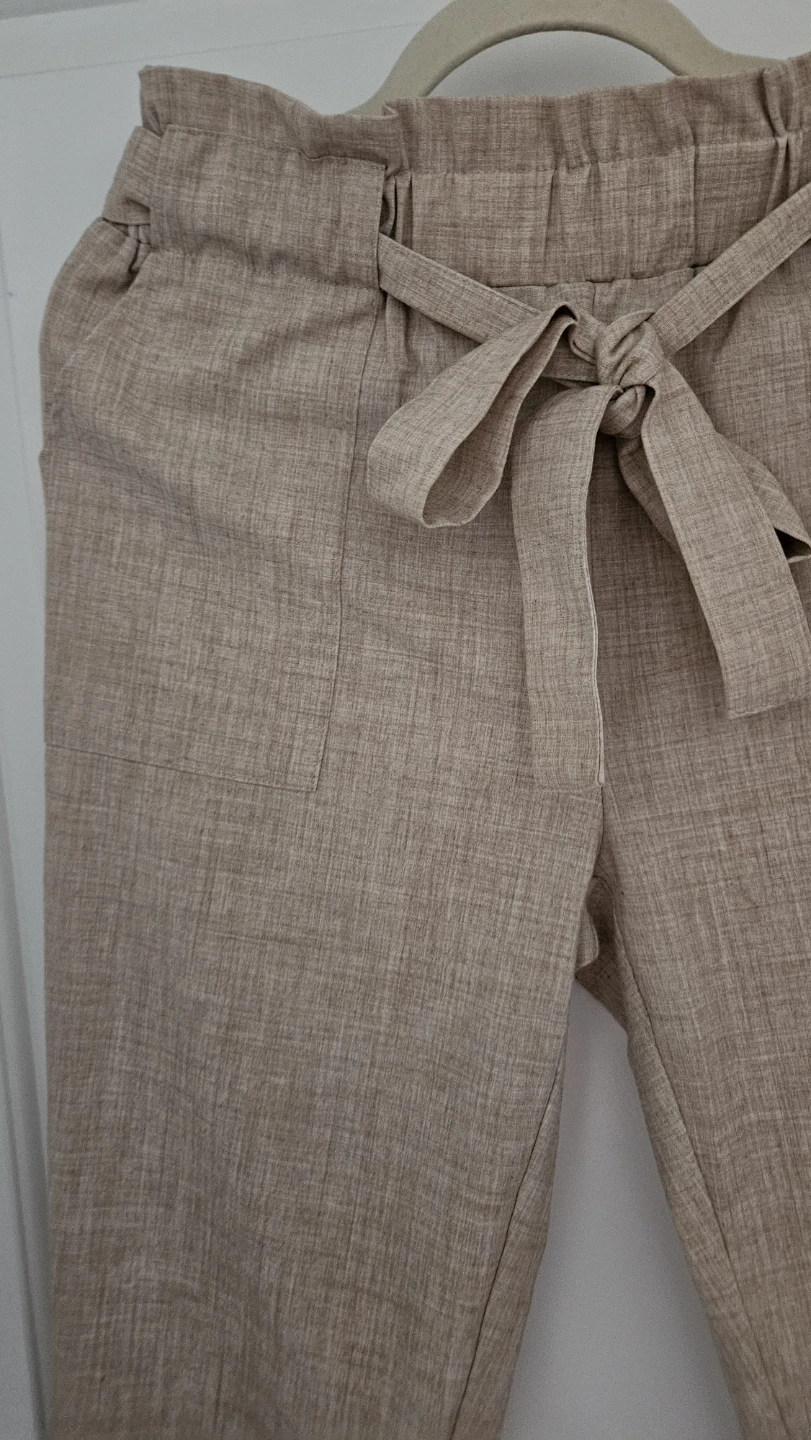 Women's Paperbag Waist Pants - Size Medium - Beige, by Revamped - photo 5