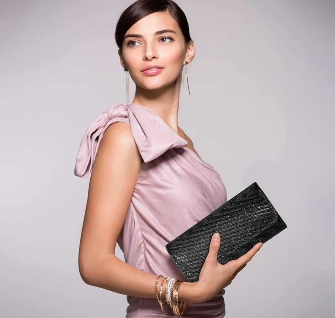 Sparkly Black Clutch Purse with Silver Chain - photo 4