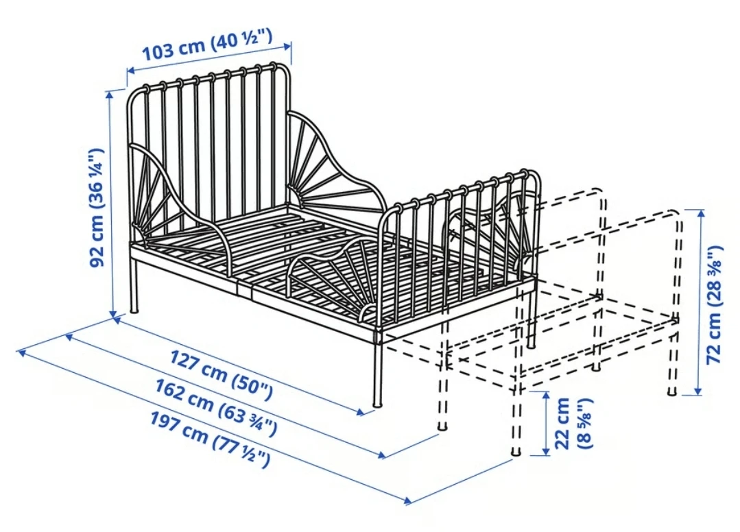 IKEA White Metal Toddler Bed mattress included. - photo 3