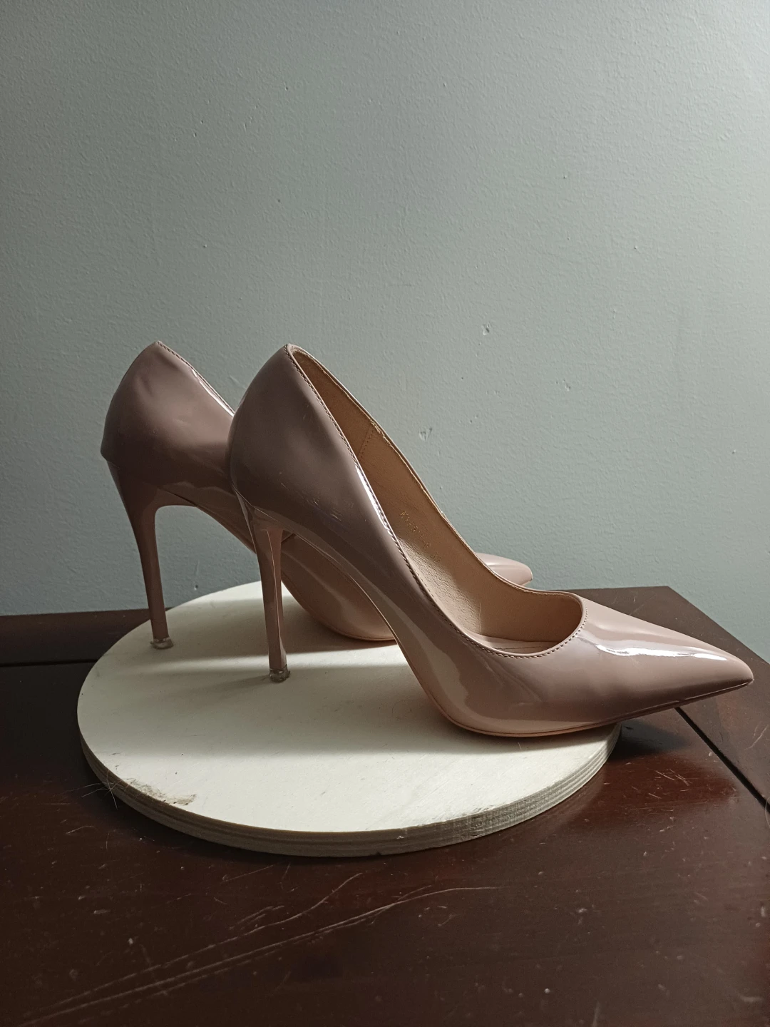 BIGTREE Patent Nude Stiletto Heels - Size 39