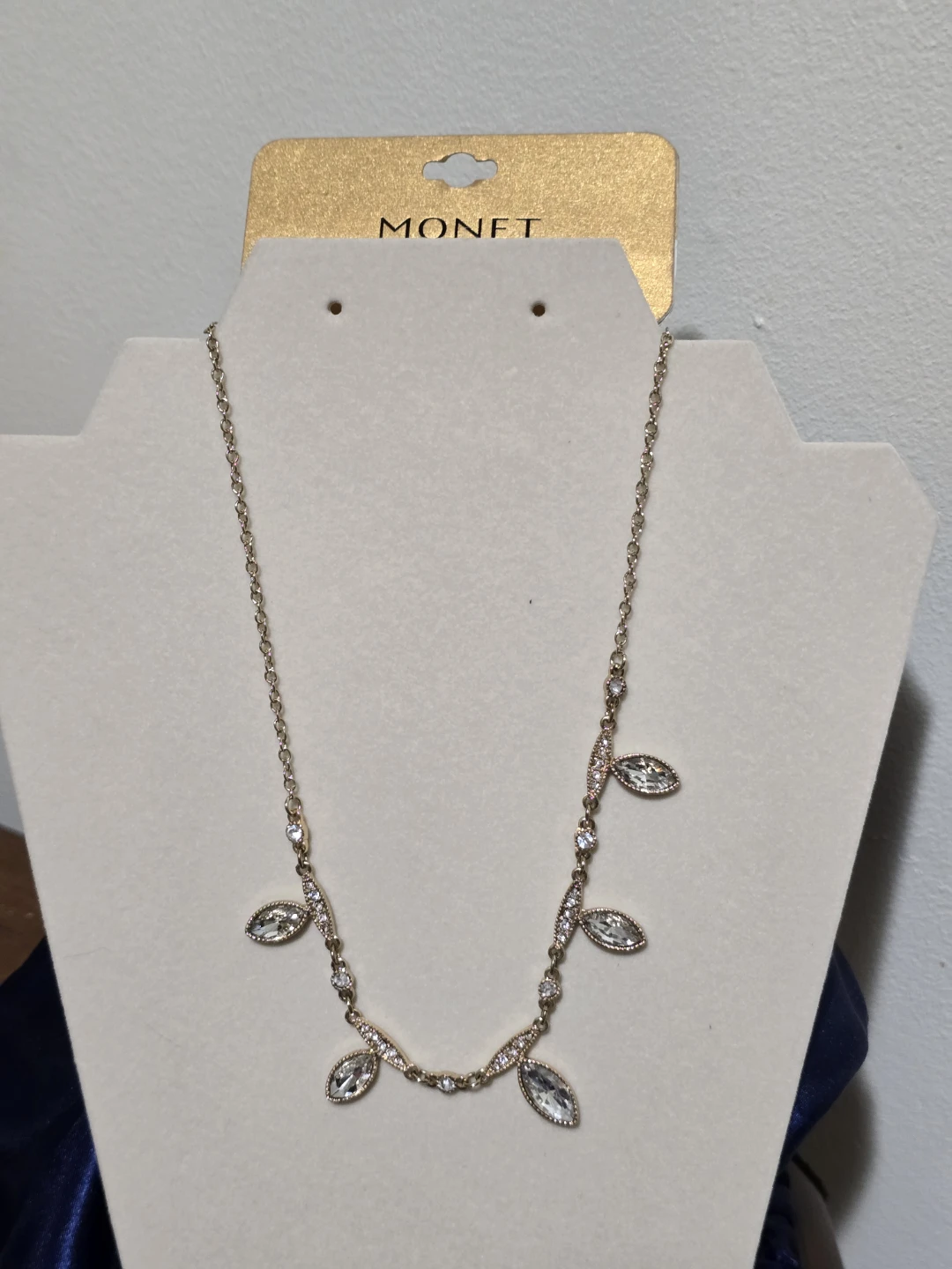 Monet Gold Tone Necklace with Crystal Accents