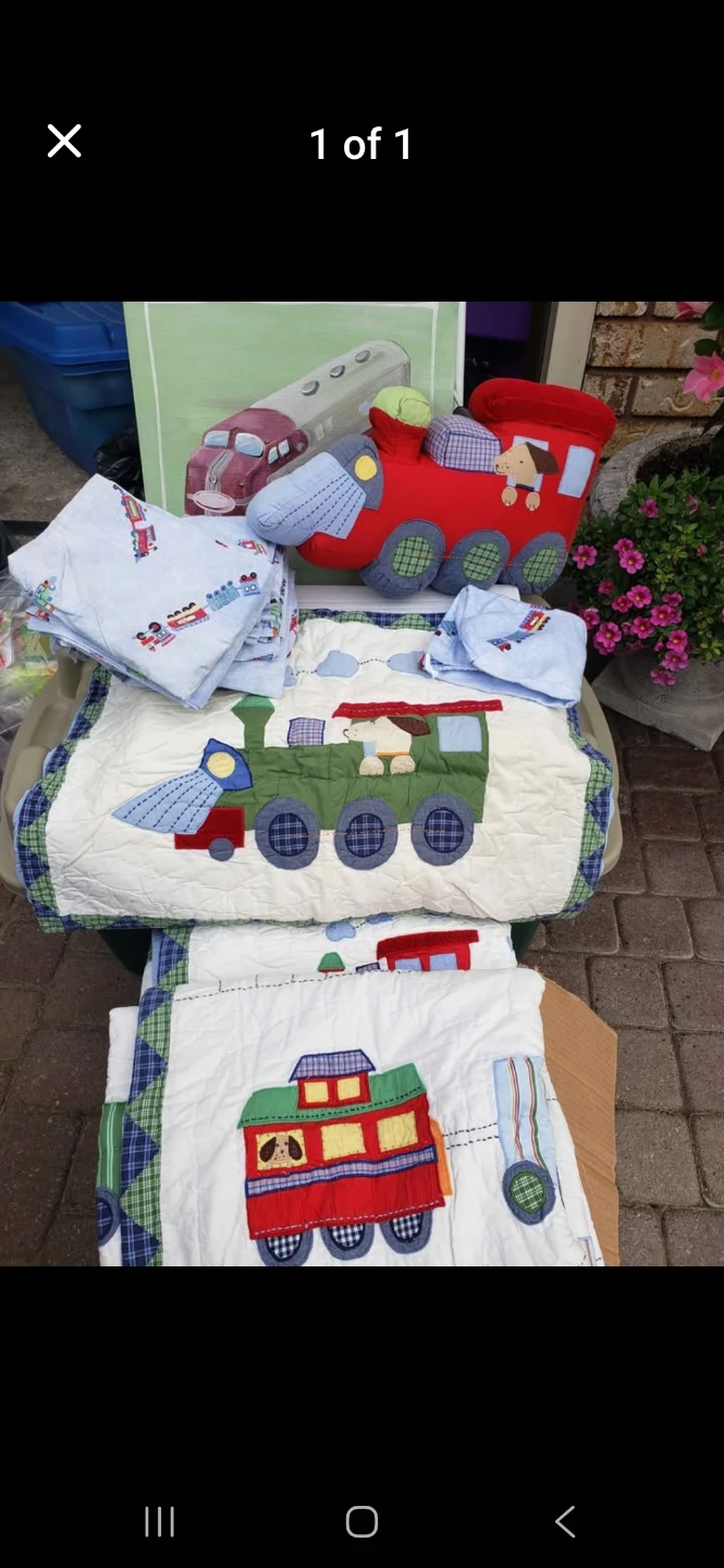 Kids Train Twin Bedding Set with Pillow