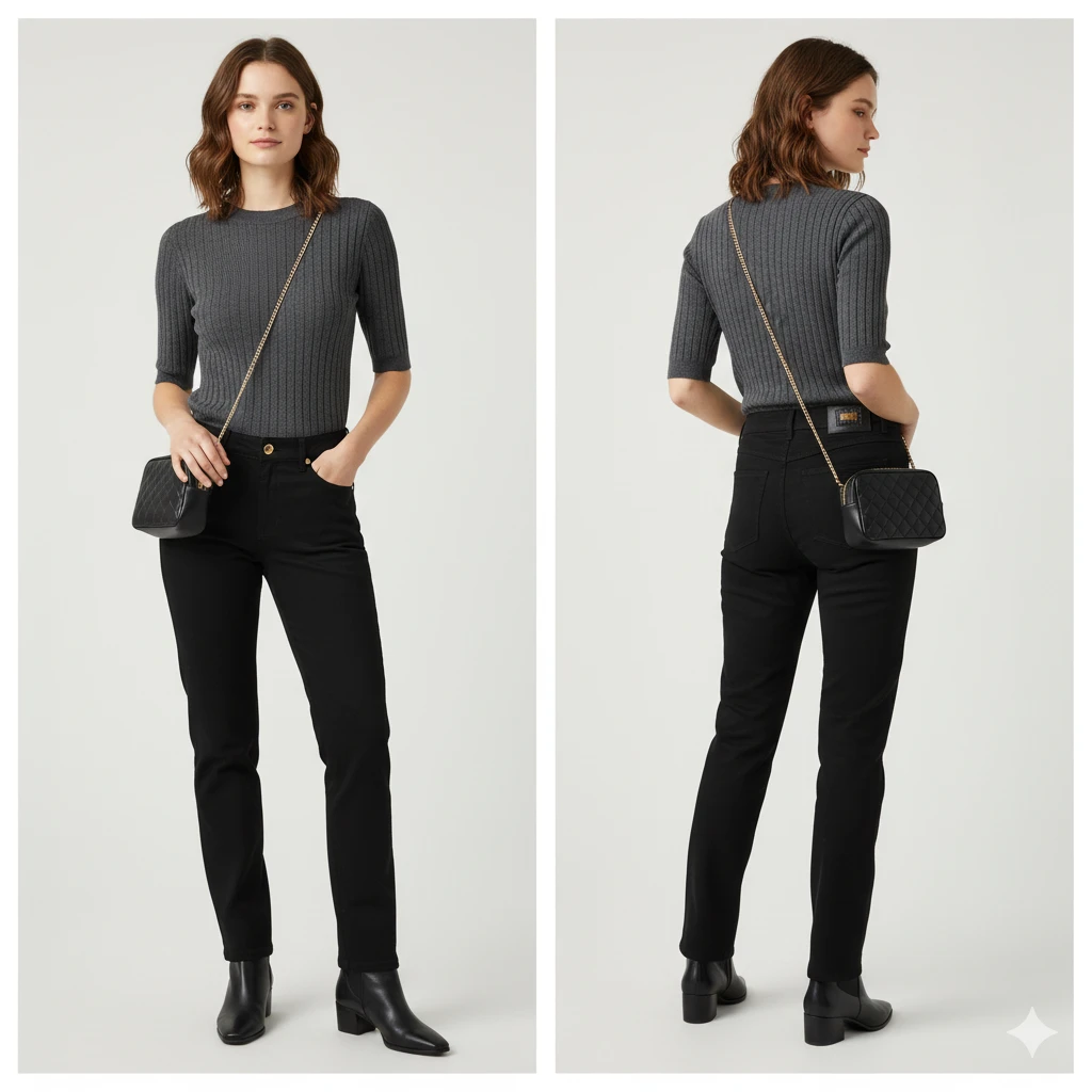 🏆 ESCADA Tessa Black Cotton Stretch Straight Leg Size 4-6 - photo 4