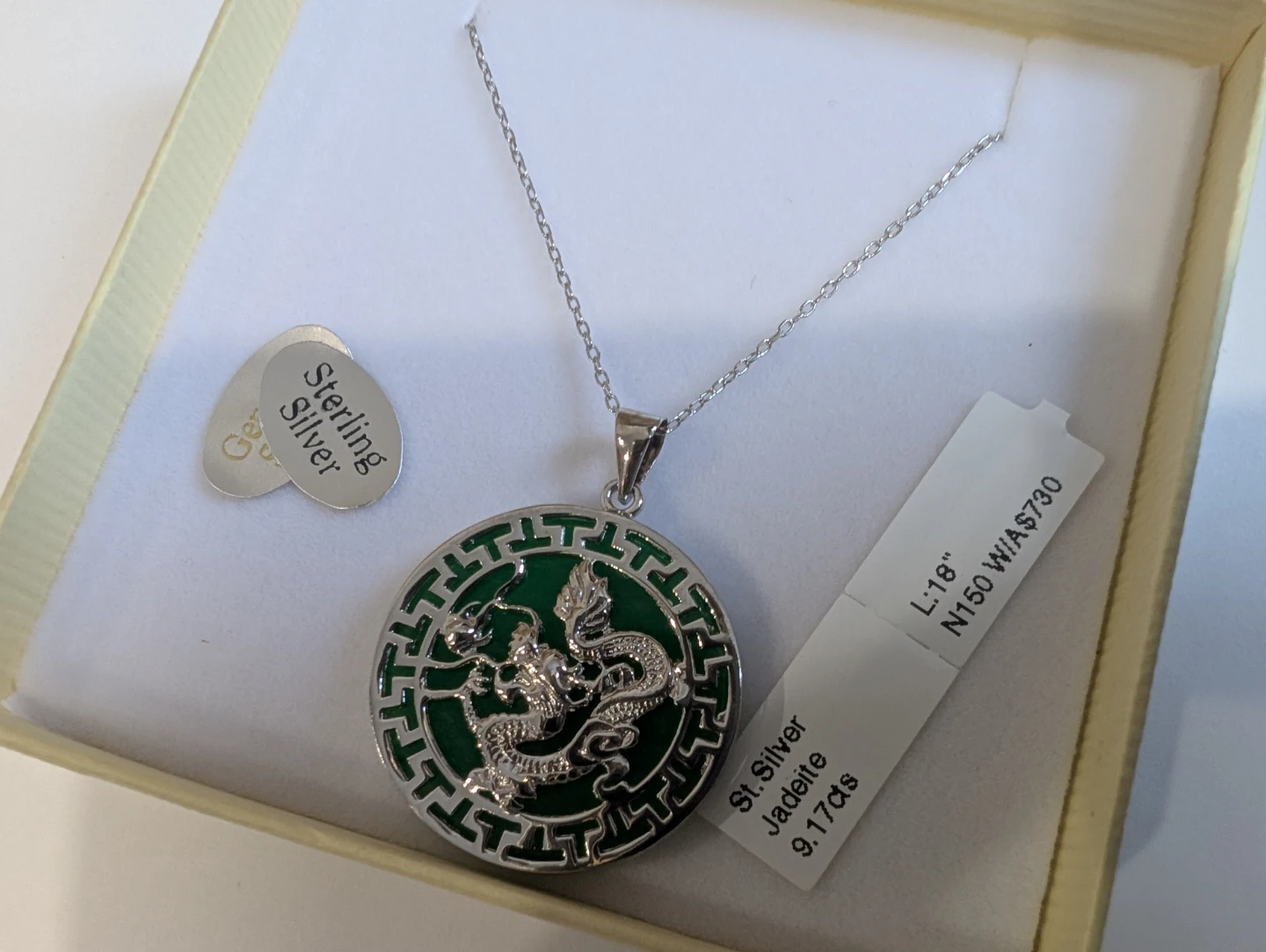 Brand New Silver Jadeite Necklace For Sale - photo 2