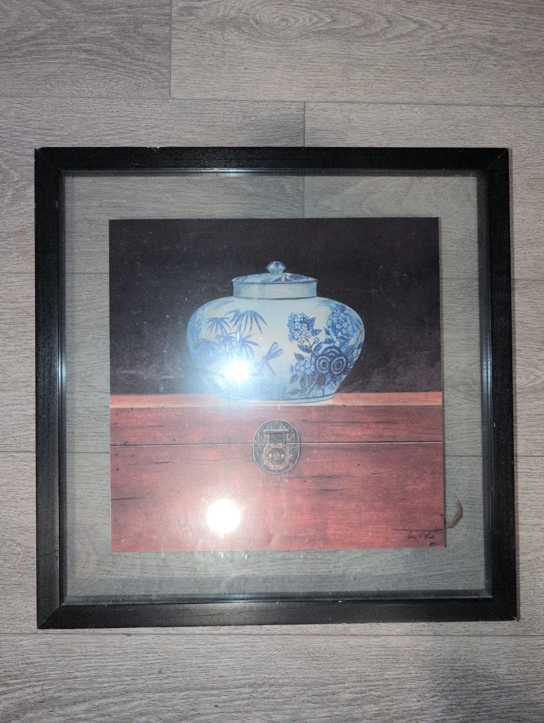 Framed Artwork - Blue and White Ginger Jar Print