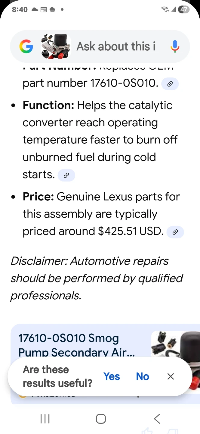 Secondary Air Injection Pump for Toyota Lexus 2007-2013 - photo 3