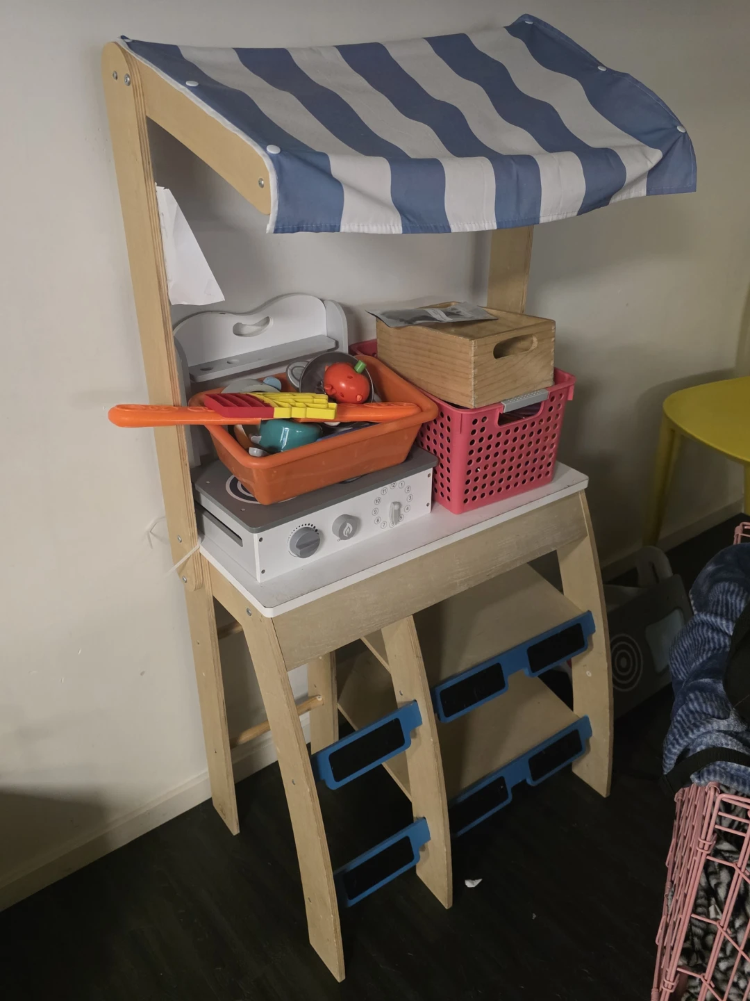 Wooden Play Kitchen Market Stand with Accessories"🏆