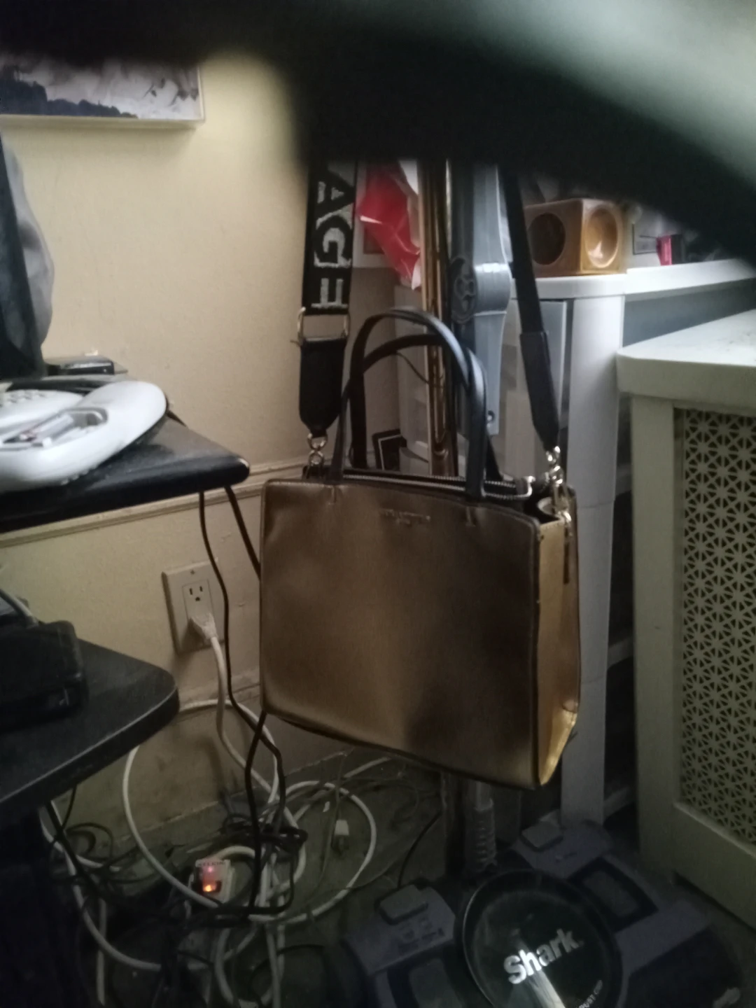 Karl Lagerfield Gold Leather Handbag