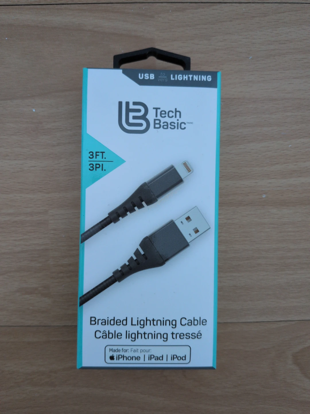 Tech Basic Braided Lightning Cable - 3ft