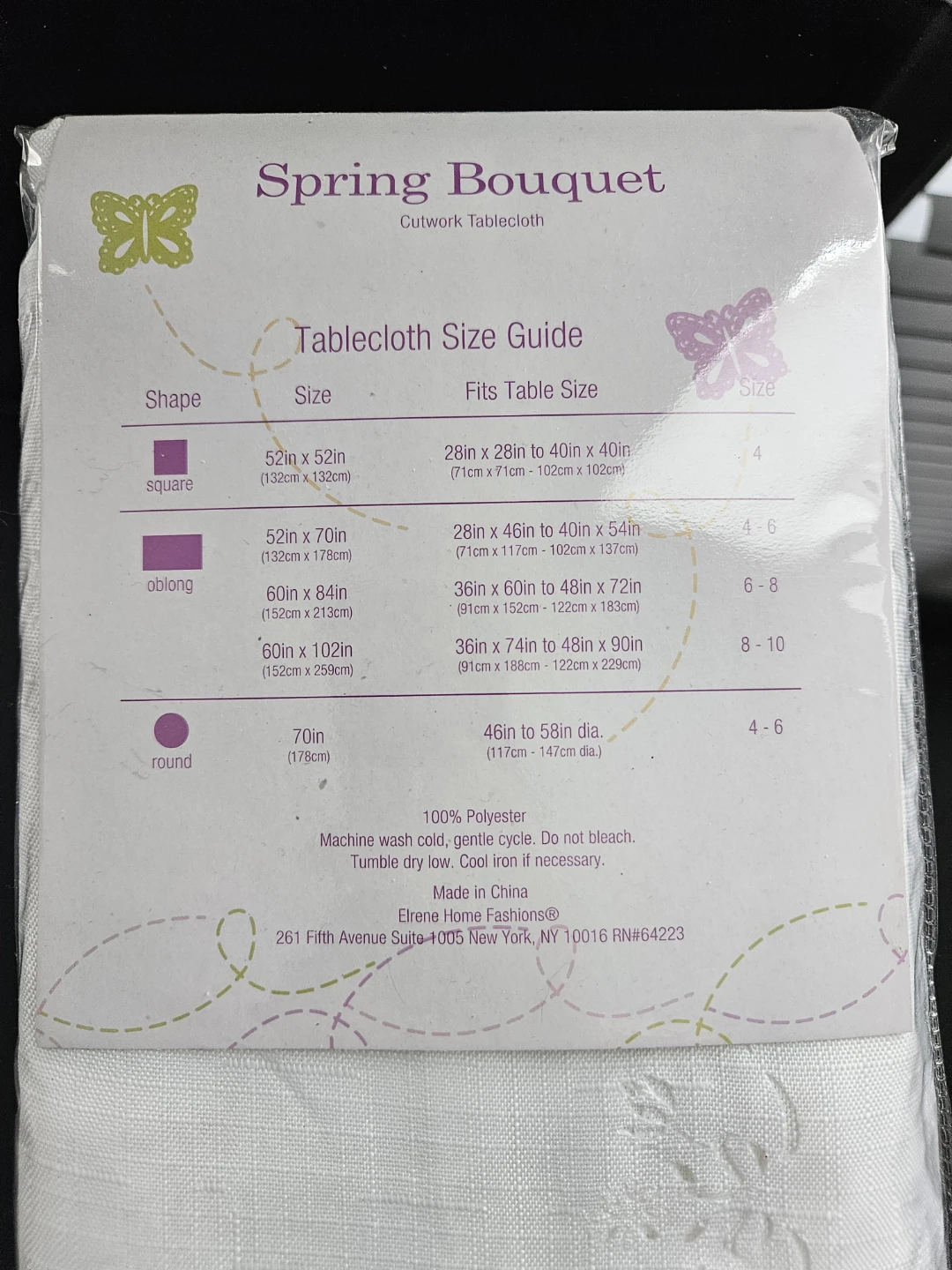 White Spring Bouquet Cutwork Oblong Tablecloth - photo 4