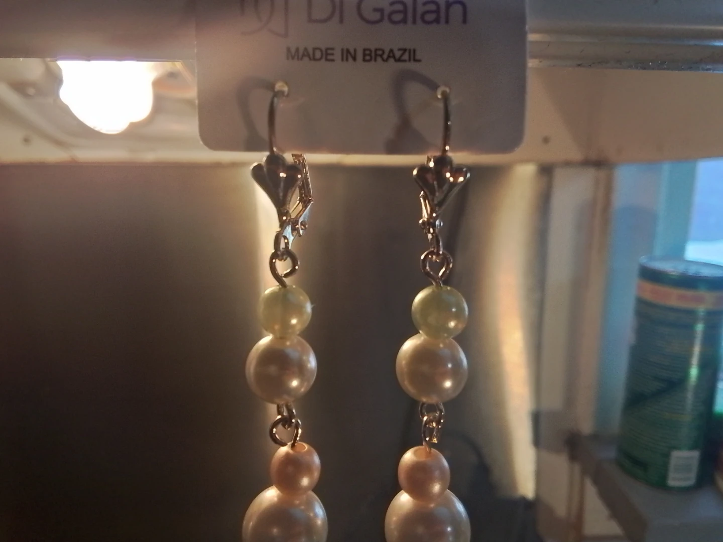 18kt Gold Overlay Drop Colour Pearl Earrings New - photo 2