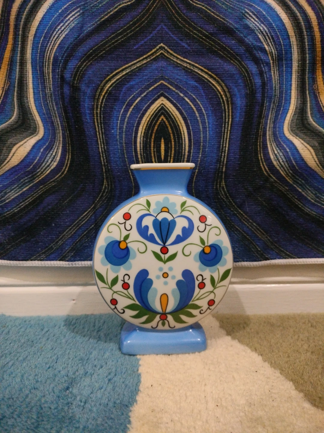 Lubiana Made in Poland Blue Floral Vase