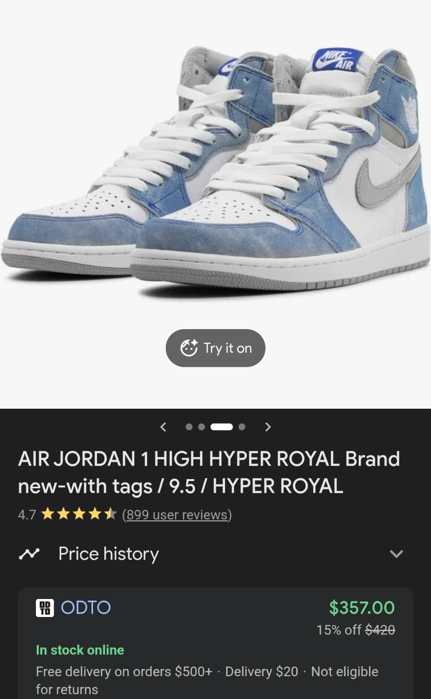 Jordan 1 high hyper  royal Size 6.5Y - photo 3