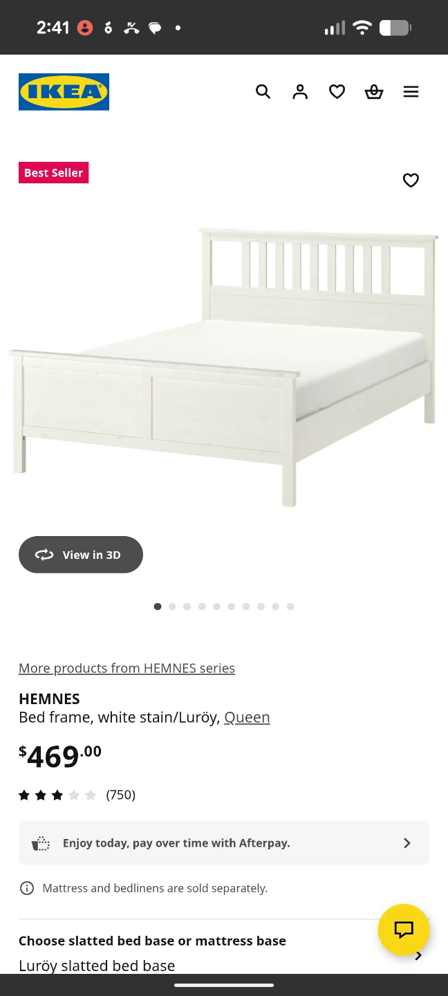 IKEA HEMNES Queen Bed Frame - White